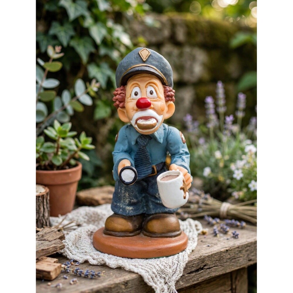 Funny Police Officer Clown Figurine Handcuffs Coffee Cup Cop Collectible Decor